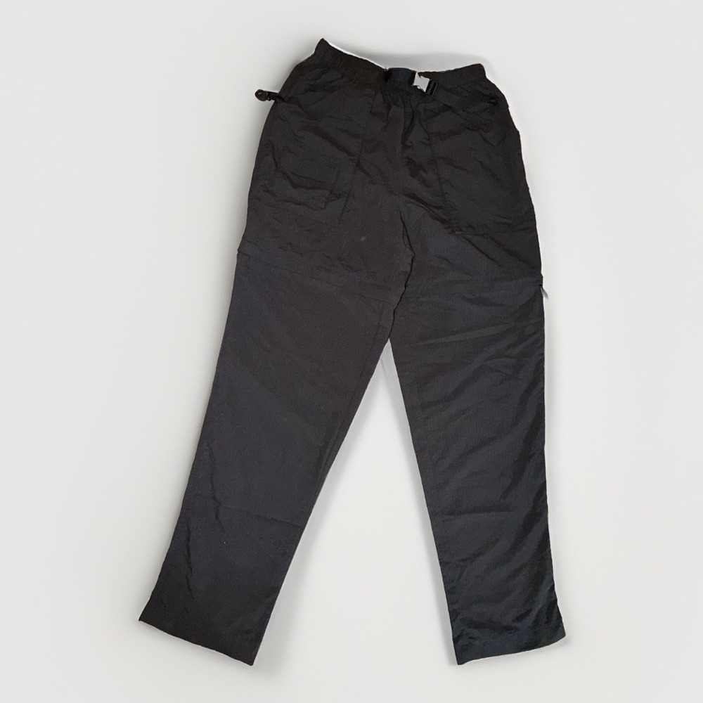 Lands End Baggy Cargo Pants Womens Small Black Nylon Convertible Zip-Off Hiking